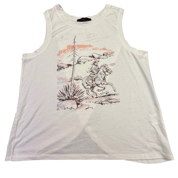 Cowgirl Legend Western Shirt Women's Large Tank Top Cowboy Horse Crossover Back - Picture 2 of 7